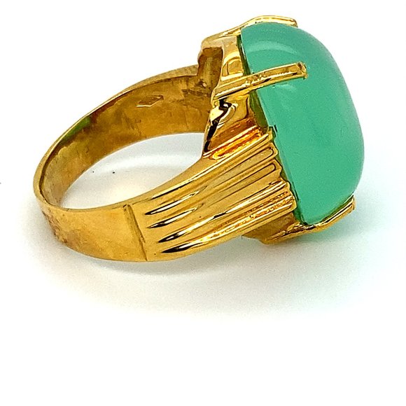 Cats Eye Green Calcite 18.75ct Solid 18K Gold Ring - Picture 3 of 7